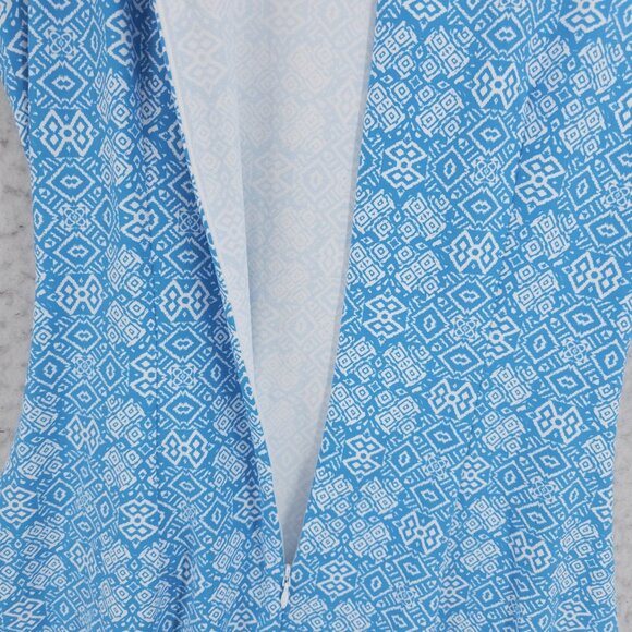 NWT J MCLAUGHLIN Havana Dress Faux Wrap Tie Aqua Blue White Neo Tapestry SMALL - Picture 4 of 7